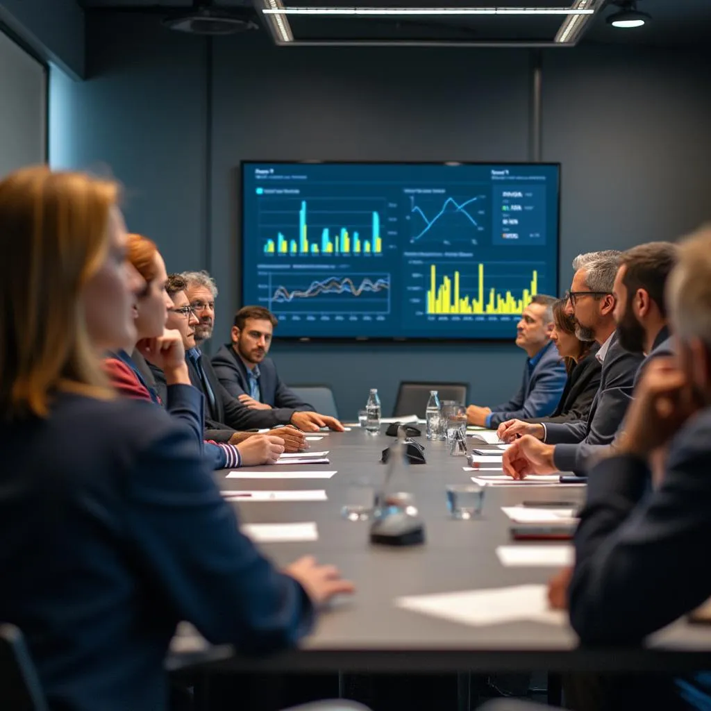 Team-Meeting mit Präsentation von Sicherheitsstatistiken